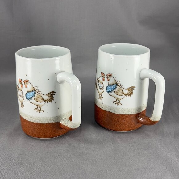Otagiri Chicken Hen Stoneware Ceramic Ivory Coffee Soup Mug Patchwork OMC Japan - Picture 2 of 16